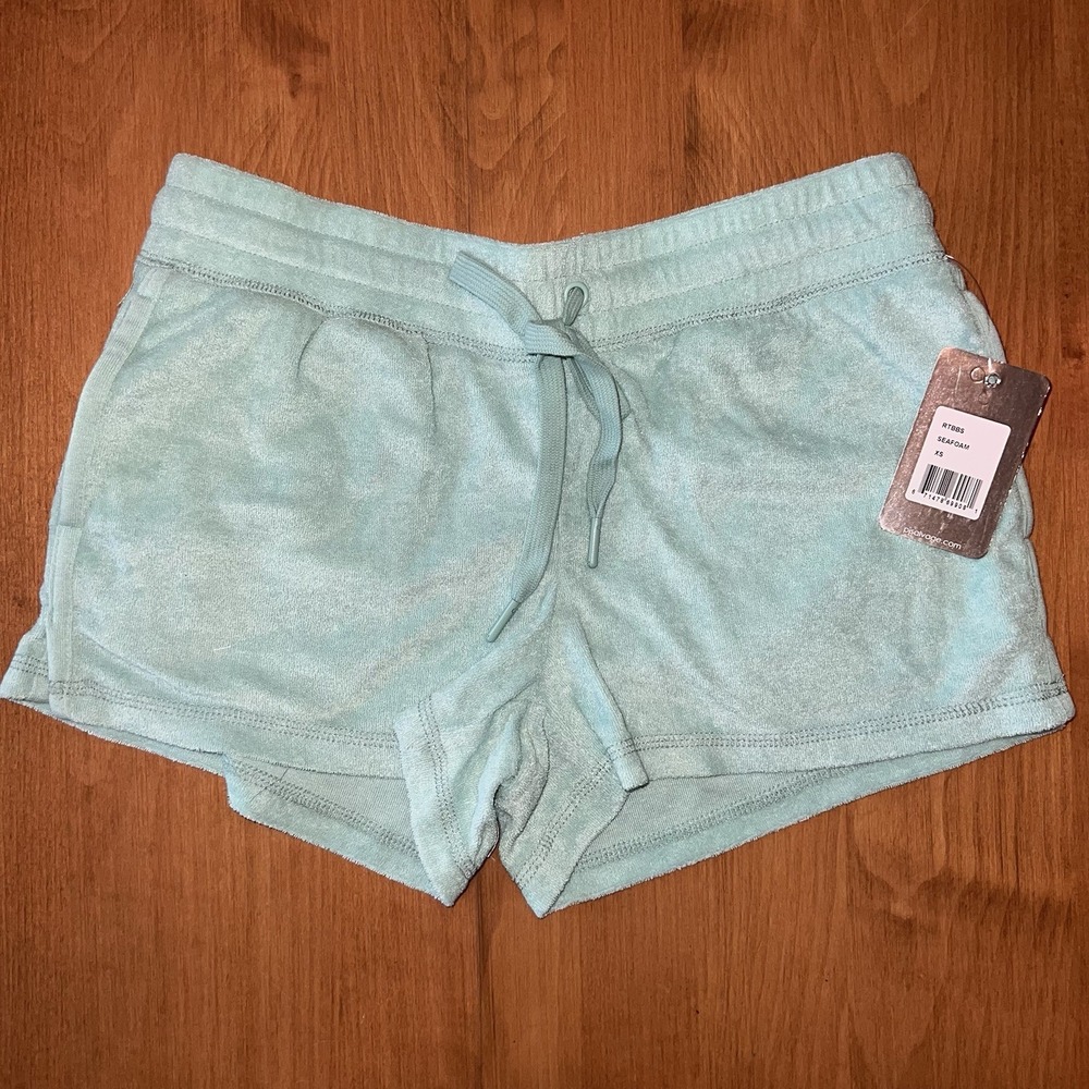 NEW PJ Salvage Drawstring Terry Cloth Lounge Sleep Shorts Sea Foam Green XS